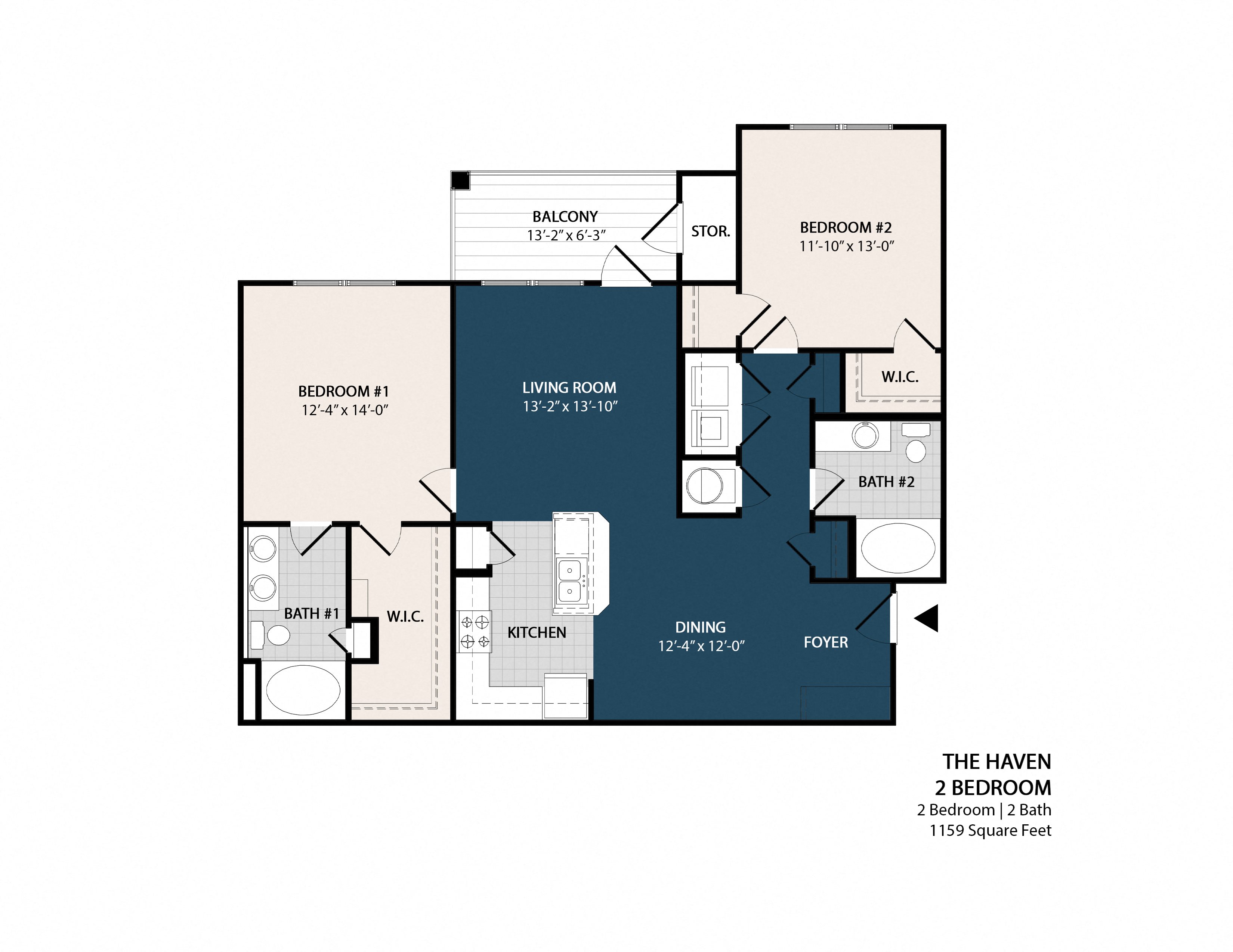 Haven Floor Plan 2 Bed 2 Bath